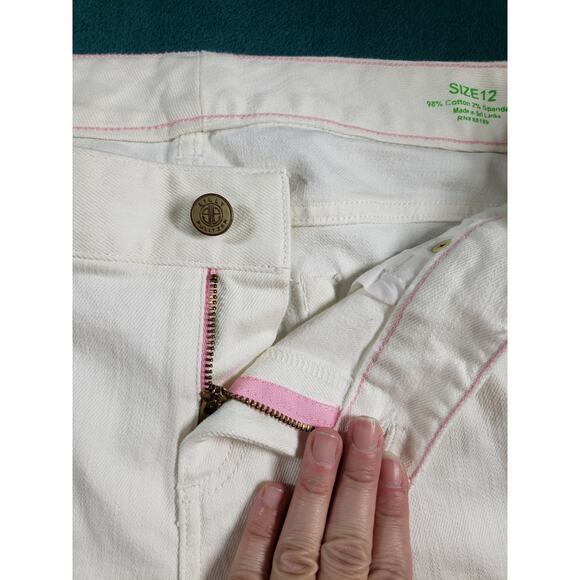 Lilly Pulitzer Jeans Size 12 Womens White Denim Pants Ladies Main Line Straight - Picture 6 of 15